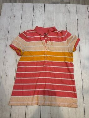 Old Navy Striped Polo in Coral, Cream & Mustard